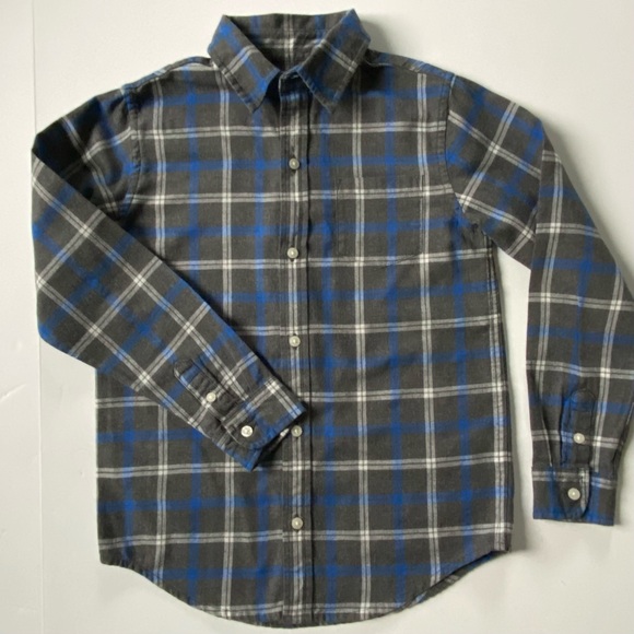 Janie and Jack Shirt Size 8 Boys Button Up Plaid Dress Gray Blue 100% Cotton EUC - Picture 15 of 16